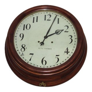 Antique Seth Thomas Gallery Thirty-Day Double Spring Wall Clock 25, Deep Case For Sale