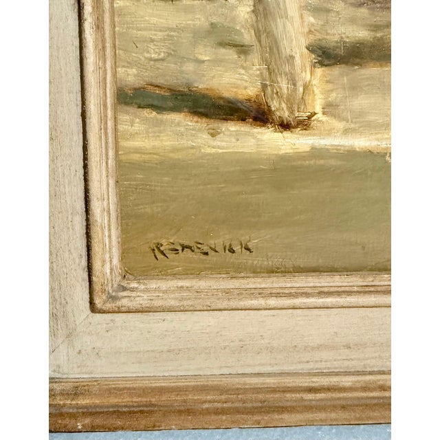 American Seymour Remenick, American Modernist Seymour Remenick Oil Painting Men with Pigeons Philadelphia, c.1970's For Sale - Image 3 of 9