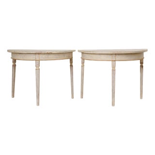 Antique Swedish Neoclassical Demi-Lune Tables, Set of 2 For Sale