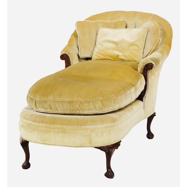 Victorian Mahogany Chaise Lounge With Camelback & Ball-and-Claw Feet, Down Cushions, Circa 1870 For Sale - Image 4 of 4