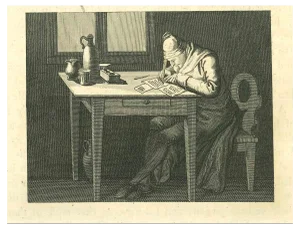 Thomas Holloway, Portrait of Man While Writing, Original Etching, 1810