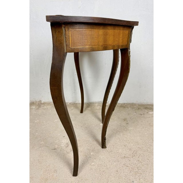 Louis XVI French Marquetry Console Table with Bronze Mounts, 1950 For Sale - Image 9 of 14