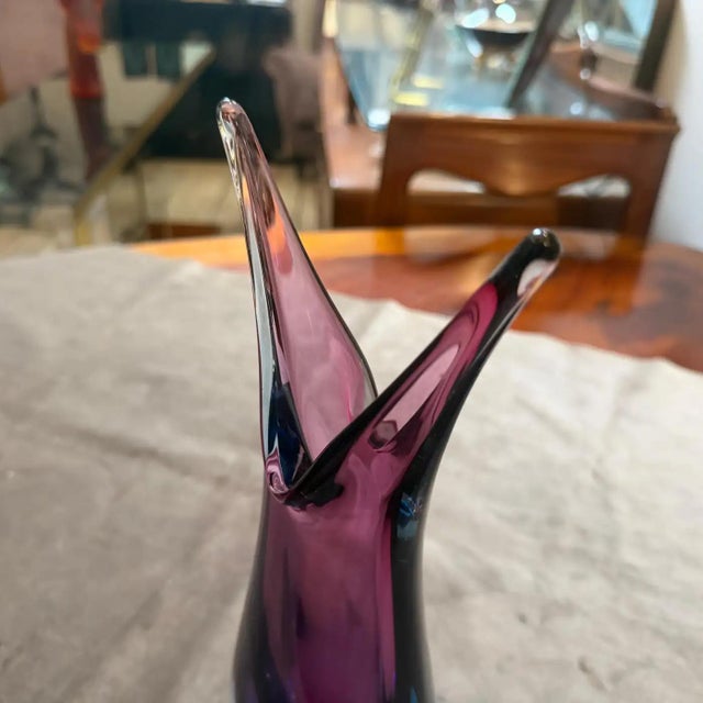 Seguso A 1970s Modern Purple and Blue Sommerso Murano Glass Vase by Flavio Poli For Sale - Image 4 of 13