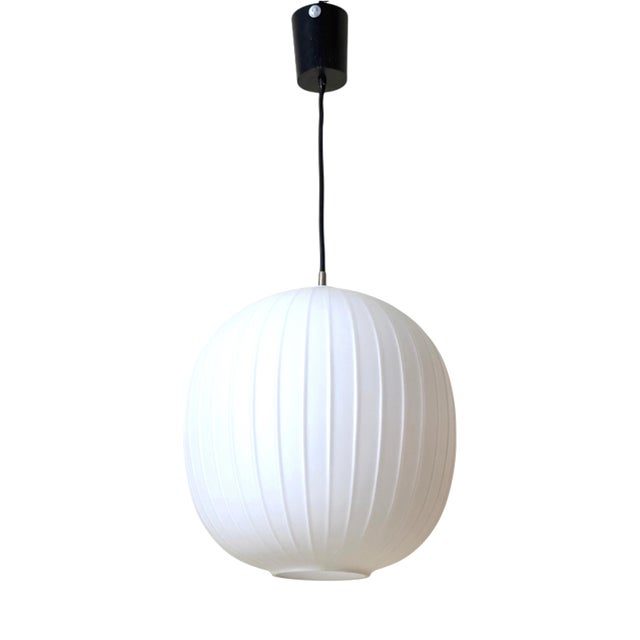 Opal Glass Bologna Pendant Light attributed to Aloys Gangkofner for Peill & Putzler, 1950 For Sale
