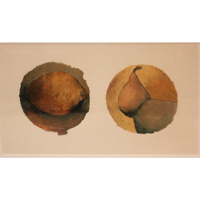 Spanish Small Oil Painting of Pears on Paper For Sale - Image 3 of 7