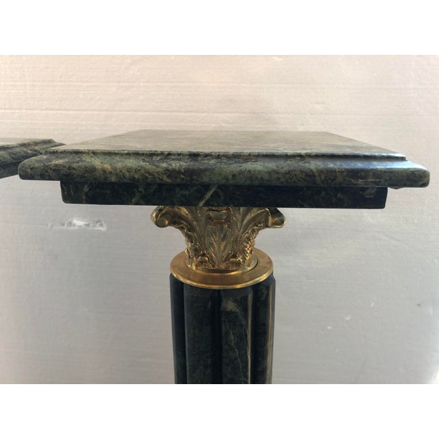 Pair of antique style marble pedestals with applied bronze approx.
