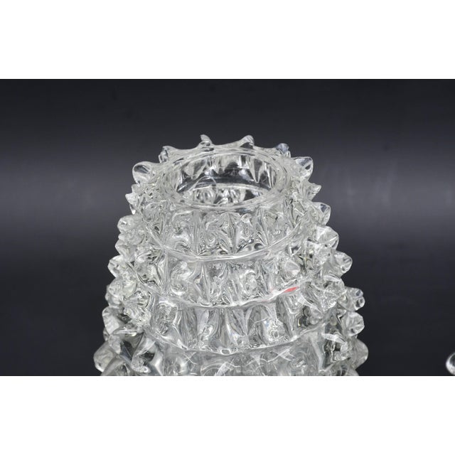 Vase: Amazing midcentury mouth-blown rostrato crystal Murano glass vase. This wonderful object was produced during the...