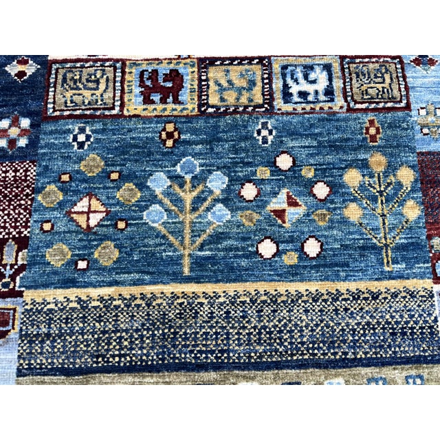 Contemporary Hand-Knotted Kashkuli Gabbeh Patchwork Runner in Soft Blue, 2'9" X 9'3" For Sale - Image 3 of 12
