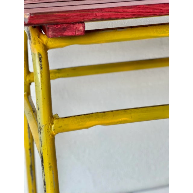 Industrial Bench in Metal and Pine, 1970s For Sale - Image 4 of 11