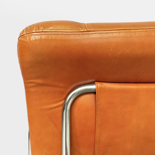 Italian Modern Brown Leather Chair attributed to Guido Faleschini, 1970s For Sale - Image 16 of 18