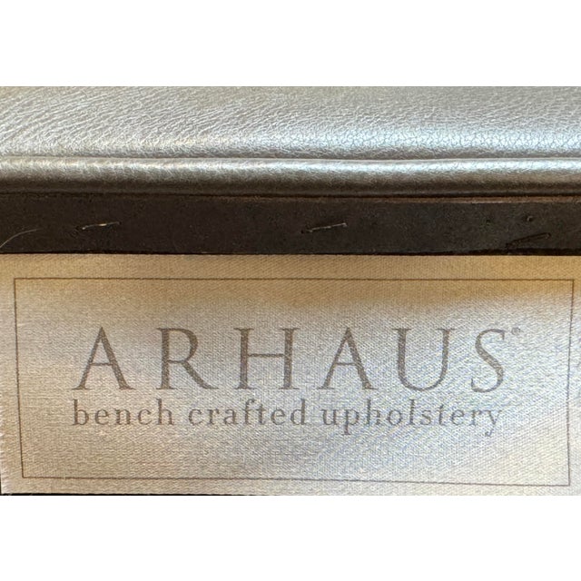 Arhaus Kent Leather Ottoman With Lower Trays For Sale In San Francisco - Image 6 of 14