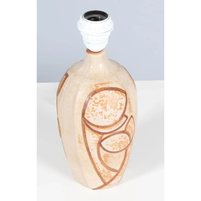 Unique handmade Danish modern table lamp with brown glazing by German sculptor and designer Haico Nitzsche for Danish...