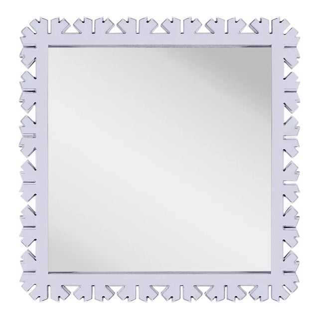Fleur Home Audubon Bamboo Sticks Square Mirror in Spring Iris, 31.5x31.5 For Sale