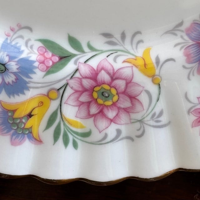 Ceramic Vintage English Bone China Decorative Dessert Plate For Sale - Image 7 of 13