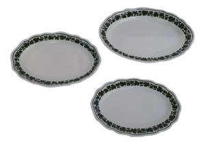 Vintage Meissen Green Vine Weinlaub Small Platter Set- 3 Pieces