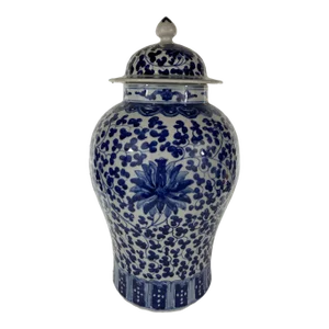 Large Antique Early 20th Century Chinese Blue and White Ginger Jar