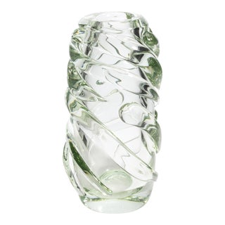 Hand Blown Murano Vase Gomitolo in Clear With a Hint of Green For Sale