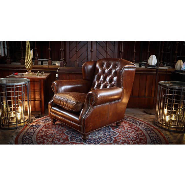 Ardingly Cigar Club Armchair in Antique Whisky Leather by Timothy Oulton, 2010s For Sale - Image 14 of 18