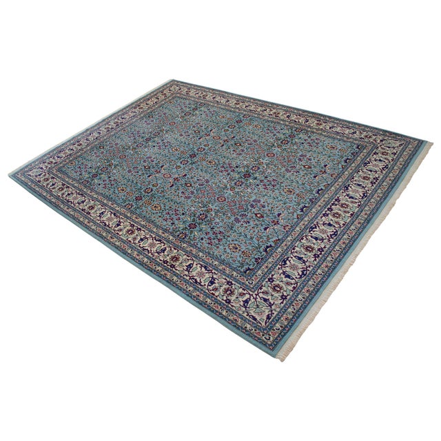 1980s Vintage Hand Knotted Turkish Rug Hereke Carpet - 7′1″ × 9′6″ For Sale - Image 6 of 18