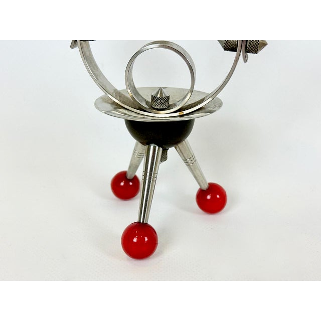 Metal Space Age Tripod Nickel-Plated Brass Candleholder, 1960s For Sale - Image 7 of 9