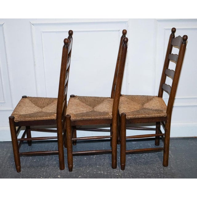 Antique English Ladderback Rush Seat Dining Chairs, 1800s, Set of 6 For Sale - Image 9 of 18