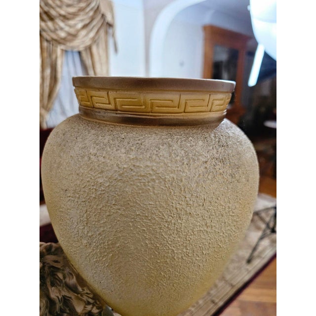 1950s Spectacular Large Chalkware Figurine With Vase on Pedestal. For Sale - Image 10 of 11