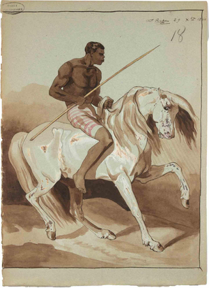 Sébastien Prichard, Cavalier Africain, 1856, Watercolor & Ink on Paper