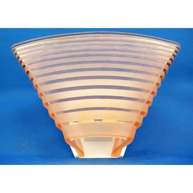 A stunning, large pink satin glass wall lamp made by angelo mangiarotti for artemide, signed inside with a sticker "a....