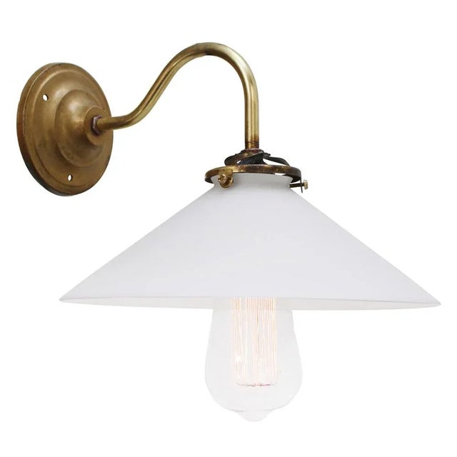 White French White Opaline Glass and Brass Sconce For Sale - Image 8 of 8