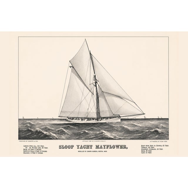 Sloop Yacht Mayflower, Vintage Art Print Reproduction, 36" X 24" For Sale