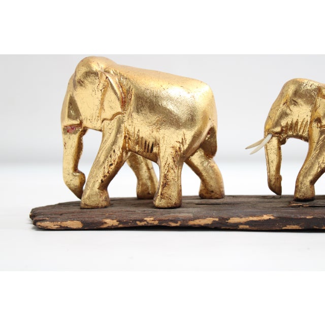 Elephant Family Golden Wisdom & Prosperity Totem For Sale - Image 10 of 12