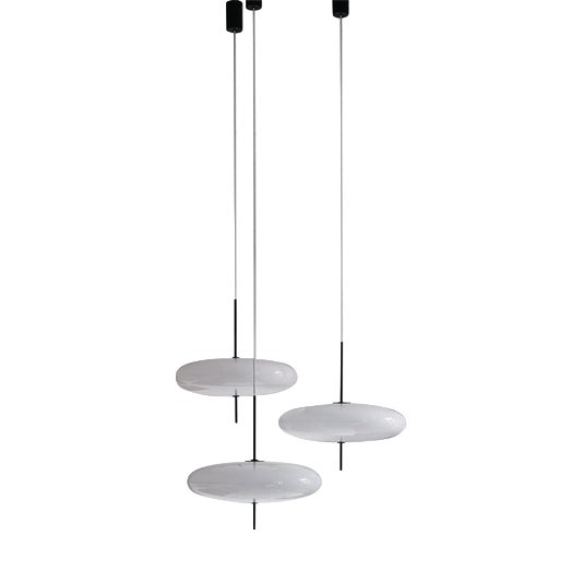 Black Hardware and White Diffuser Model 2065 Lamps by Gino Sarfatti, Set of 3 For Sale