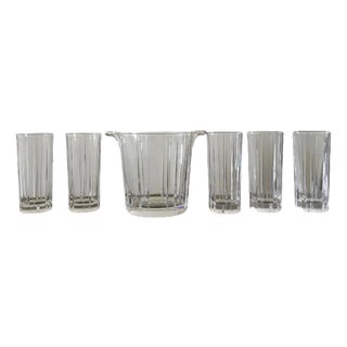 Post-Modern Clear Bar Glasses with Ice Bucket, Set of 6 For Sale