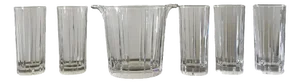Post-Modern Clear Bar Glasses with Ice Bucket, Set of 6