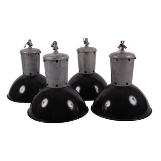 French Industrial Factory Pendants - Set of 4 For Sale