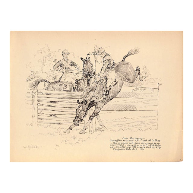 Over the Wing - Seraglio Virginia Gold Cup 1931 Lithograph by Paul Brown For Sale