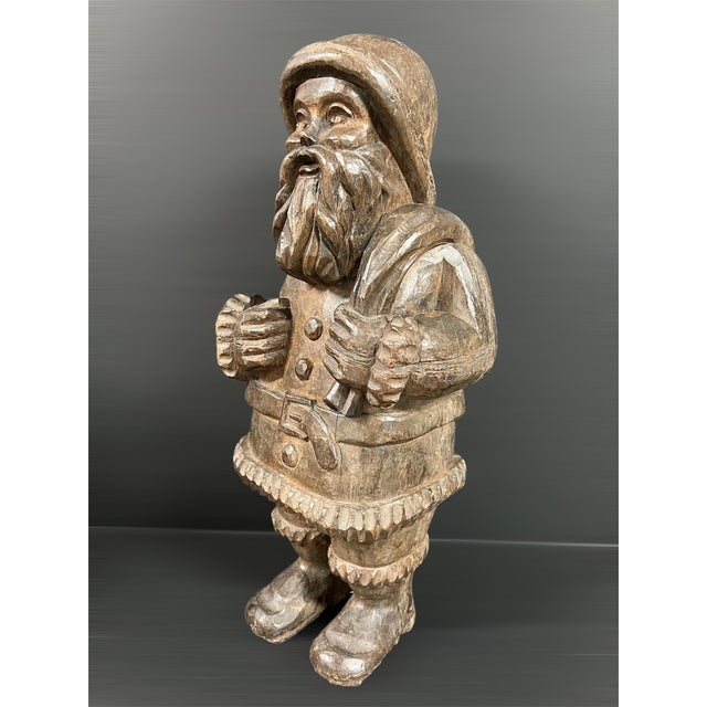 Late 20th Century Carved Wood Santa Claus Sculpture For Sale In New York - Image 6 of 11