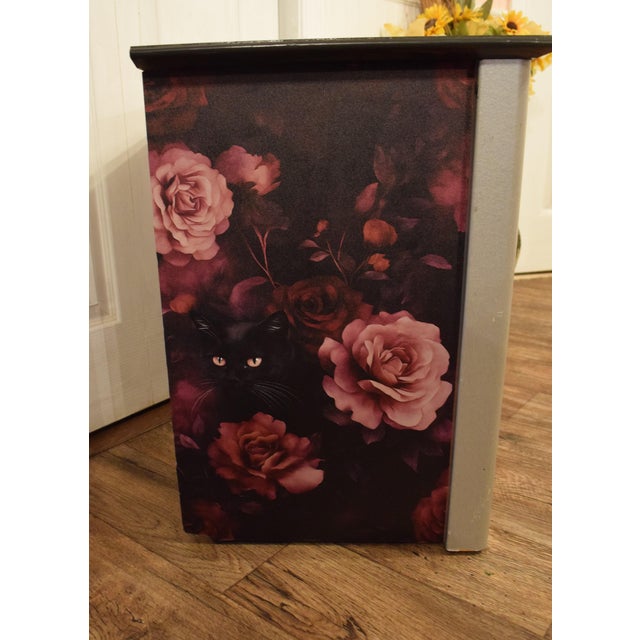 Wood The 'Enchanted Rose' Cat Hideaway & Nightstand For Sale - Image 7 of 9