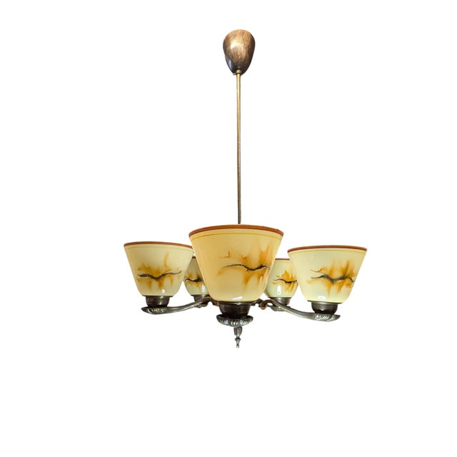 Five-Arm Chandelier by Paavo Tynell, 1930s For Sale - Image 3 of 17