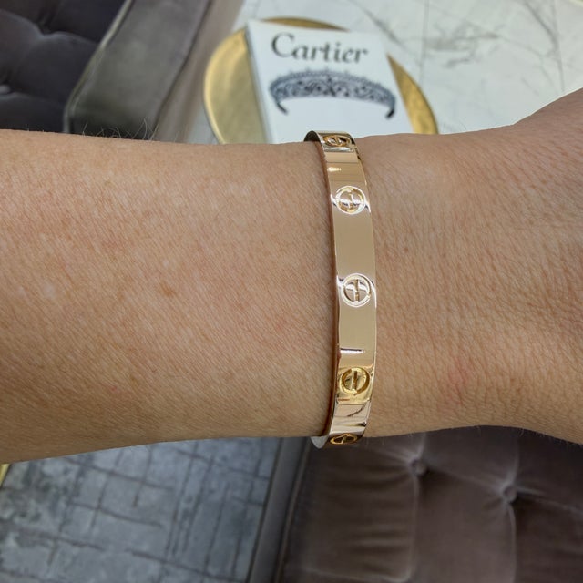 Rose Cartier Love Classic Model 18k Rose Gold Bangle Bracelet For Sale - Image 8 of 8