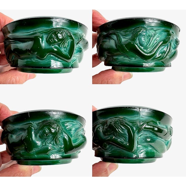 Vintage 1940s Malachite Jade Green Glass Dresser Box By Ingrid Heinrich