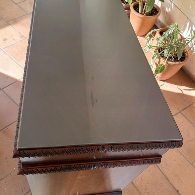 1970s Spanish Revival Hand Carved Rosewood Euro Import Buffet For Sale - Image 12 of 12