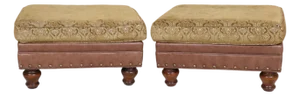 Southwood Traditional Upholstered Ottomans, a Pair