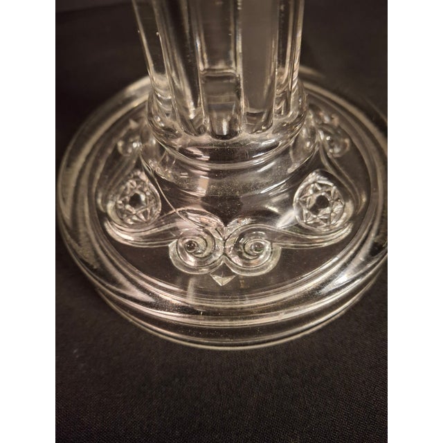 Emerald Antique Victorian Emerald Green Glass Kerosene Lamp Clear Star Base Scovill Queen Anne For Sale - Image 8 of 18