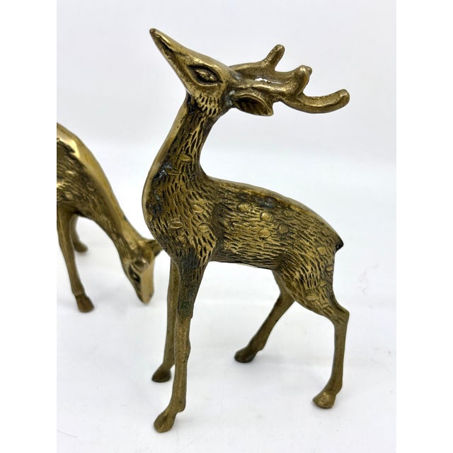 Vintage Late 20th Century Brass Deer Statues - A Set of 3 For Sale In New York - Image 6 of 9