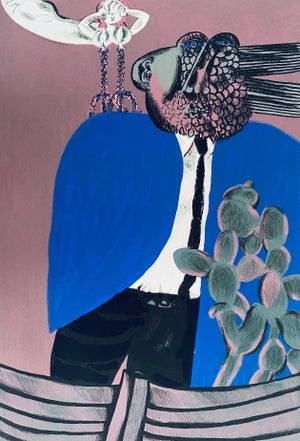 Naftali Bezem, Israeli Surrealist Judaica Abstract Lithograph Naftali Bezem