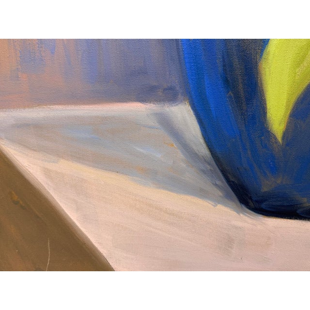 Original Tulips in Blue Vase Still Life Painting For Sale - Image 10 of 12