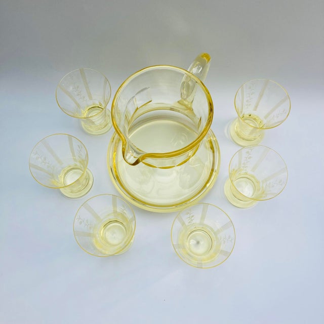 1930s Art Deco Bohemian Drinking Set With Pitcher Set- 7 Pieces For Sale - Image 9 of 9