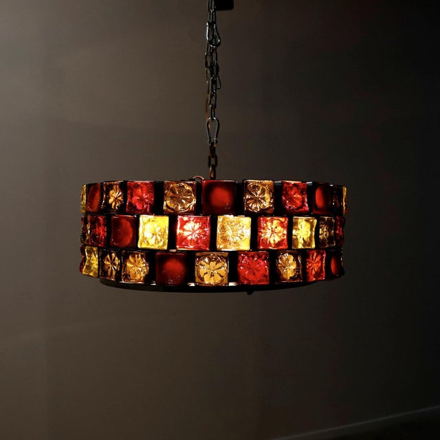 Mid-Century Modern Pair of Big Size Hand Blown Glass Chandeliers by Feders For Sale - Image 3 of 5