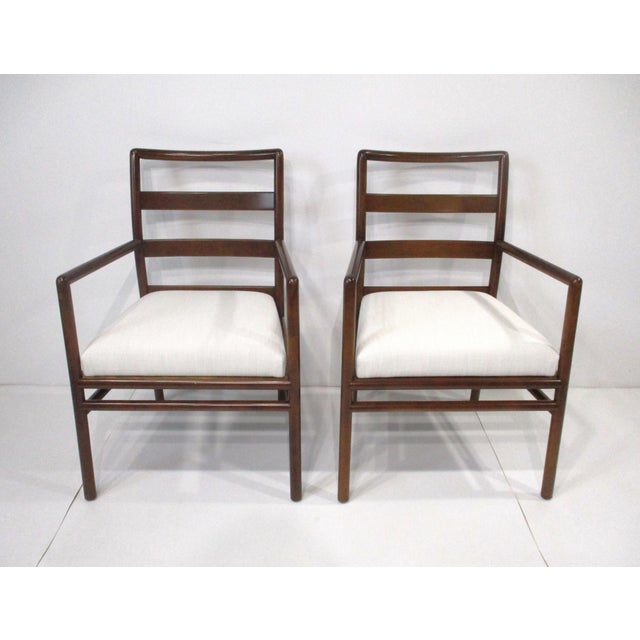 Mid-Century Modern t.h. Robsjohn Gibbings Ladder Back Arm Chairs For Sale - Image 3 of 16